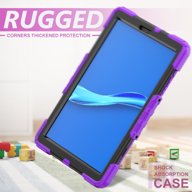 For Lenovo Tab M10 HD TB-X306X Shockproof Colorful Silicone + PC Protective Tablet Case with Holder & Shoulder Strap & Hand Strap(Purple) - Lenovo by buy2fix | Online Shopping UK | buy2fix