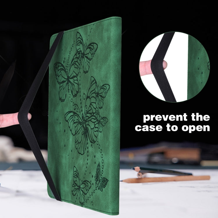 For iPad Pro 11 2022 / 2021 / Air 2020 10.9 Embossed Butterfly Leather Tablet Case(Green) - iPad Pro 11 (2022/2021) Cases by buy2fix | Online Shopping UK | buy2fix