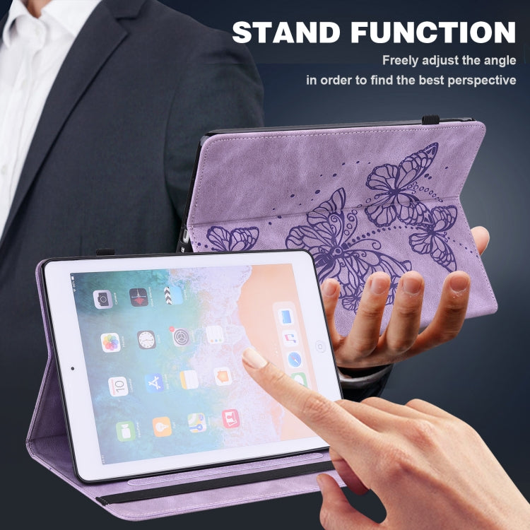 Embossed Butterfly Pattern Horizontal Flip Leather Tablet Case For iPad 10.2 (2021/2020/2019) / Air 10.5 2019(Purple) - iPad 10.2 Cases by buy2fix | Online Shopping UK | buy2fix