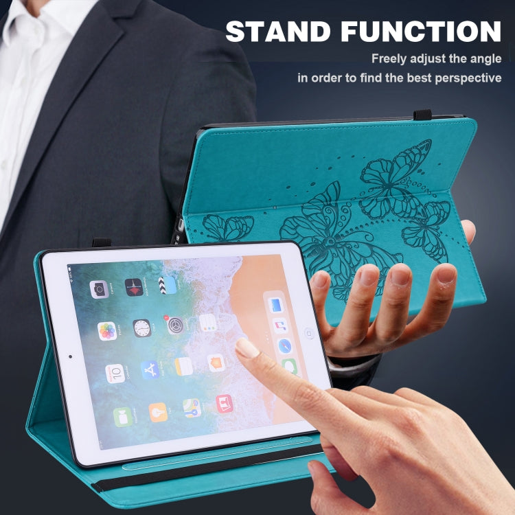 Embossed Butterfly Pattern Horizontal Flip Leather Tablet Case For iPad 10.2 (2021/2020/2019) / Air 10.5 2019(Blue) - iPad 10.2 Cases by buy2fix | Online Shopping UK | buy2fix