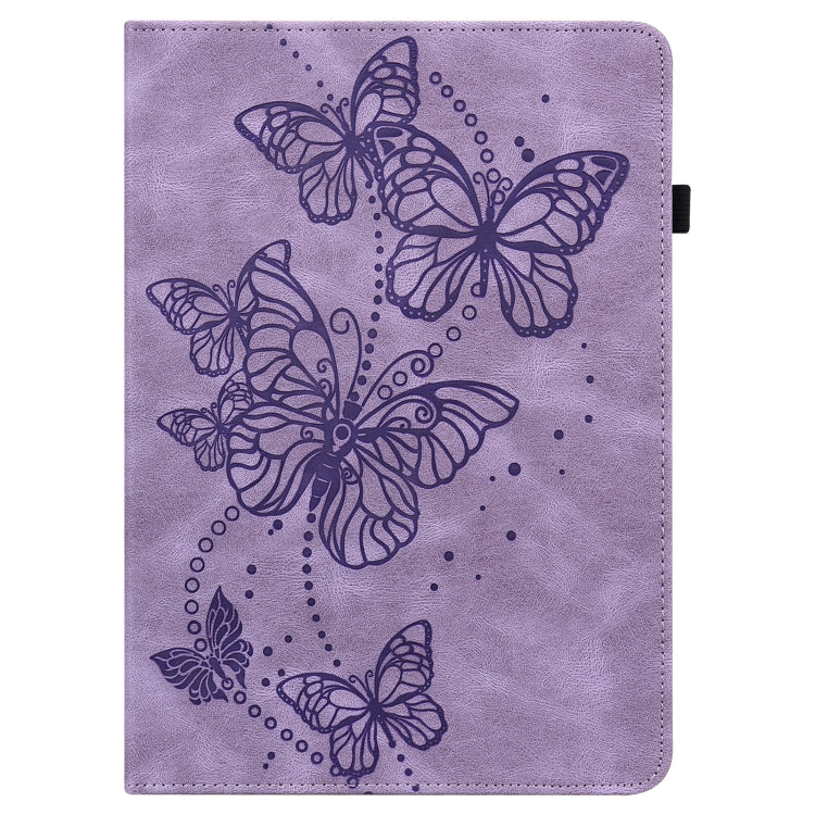 For Samsung Galaxy Tab S8 / Galaxy Tab S7 T870/T875/T876B Embossed Butterfly Pattern Horizontal Flip Leather Tablet Case(Purple) by buy2fix