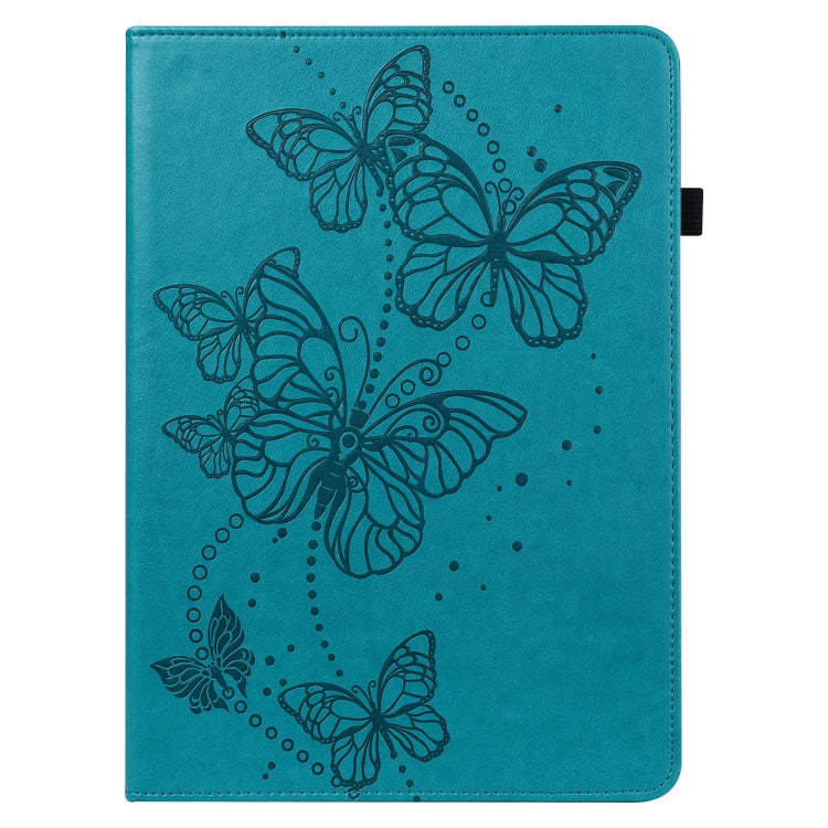 For Samsung Galaxy Tab S8 / Galaxy Tab S7 T870/T875/T876B Embossed Butterfly Pattern Horizontal Flip Leather Tablet Case(Blue) by buy2fix