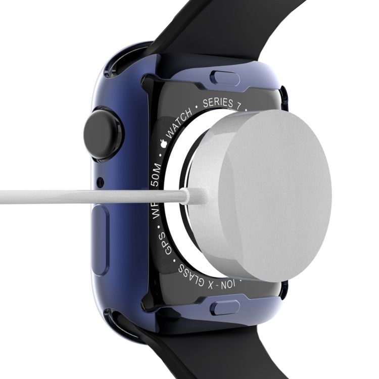 Shockproof TPU All-inclusive Electroplate Protective Case For Apple Watch Series 9 / 8 / 7 41mm(Navy Blue) by buy2fix