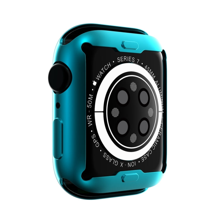 Shockproof TPU All-inclusive Electroplate Protective Case For Apple Watch Series 9 / 8 / 7 45mm(Dai Cyan) by buy2fix