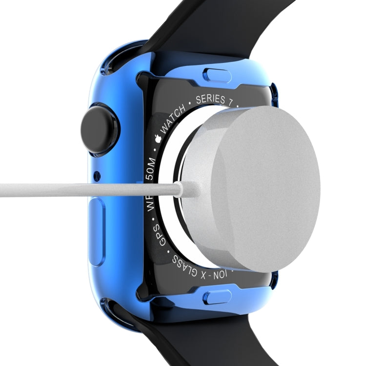 Shockproof TPU All-inclusive Electroplate Protective Case For Apple Watch Series 9 / 8 / 7 45mm(Blue) by buy2fix
