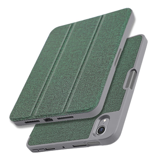 For iPad mini 6 / mini 2024 Mutural YASHI Series Cloth Pattern Texture Horizontal Flip Tablet Case(Green) - iPad mini 6 Cases by Mutural | Online Shopping UK | buy2fix