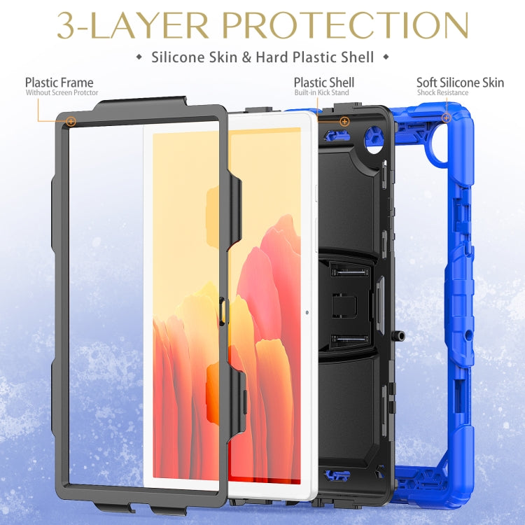 Shockproof Colorful Silicone + Black PC Tablet Protective Case with Holder & Shoulder Strap For Samsung Galaxy Tab A7 2020 T500(Blue) - Other Galaxy Tab PC by buy2fix | Online Shopping UK | buy2fix