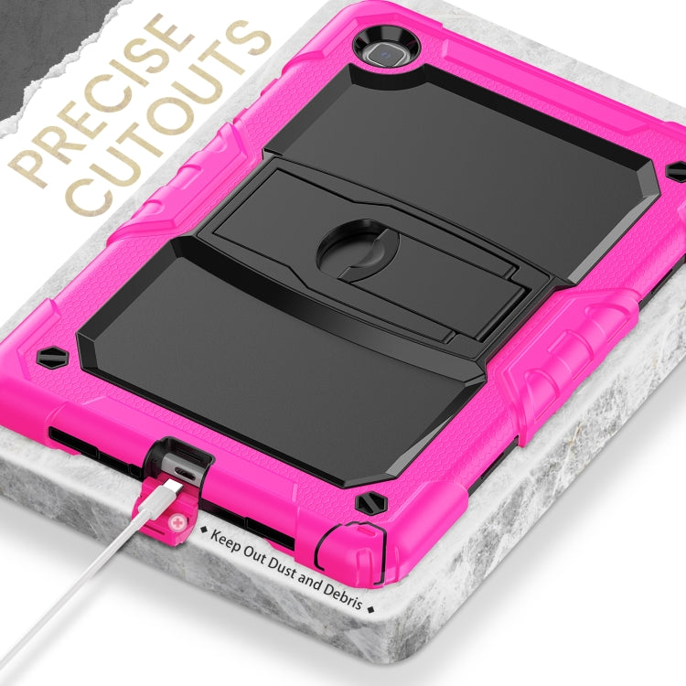 Shockproof Colorful Silicone + Black PC Tablet Protective Case with Holder & Shoulder Strap For Samsung Galaxy Tab A7 2020 T500(Rose Red) - Other Galaxy Tab PC by buy2fix | Online Shopping UK | buy2fix
