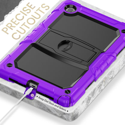 Shockproof Colorful Silicone + Black PC Tablet Protective Case with Holder & Shoulder Strap For Samsung Galaxy Tab A7 2020 T500(Purple) - Other Galaxy Tab PC by buy2fix | Online Shopping UK | buy2fix