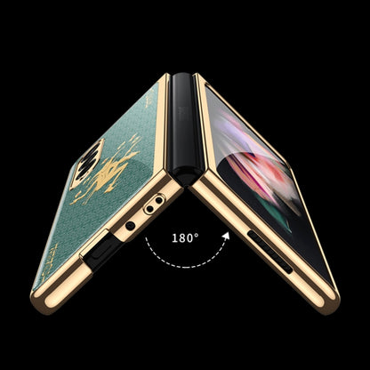 For Samsung Galaxy Z Fold3 5G GKK Electroplating Painted Tempered Glass Phone Case(Lion) - Galaxy Phone Cases by GKK | Online Shopping UK | buy2fix