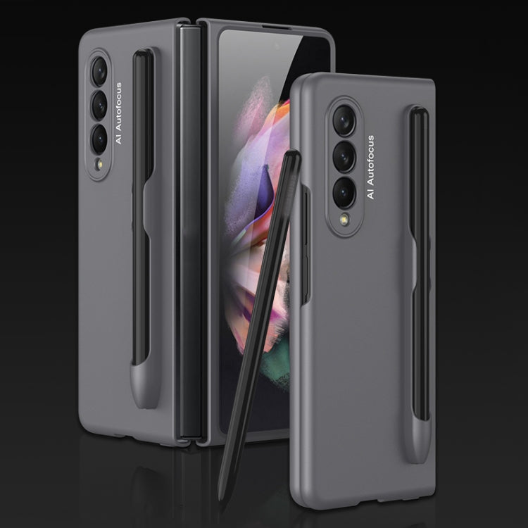 For Samsung Galaxy Z Fold3 5G GKK Ultra-thin Full Coverage Phone Flip Case with Pen Slot(Grey) - Galaxy Phone Cases by GKK | Online Shopping UK | buy2fix