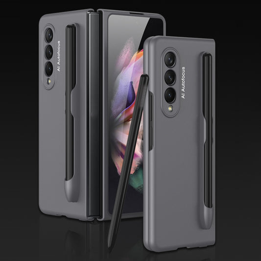 For Samsung Galaxy Z Fold3 5G GKK Ultra-thin Full Coverage Phone Flip Case with Pen Slot(Grey) - Galaxy Phone Cases by GKK | Online Shopping UK | buy2fix