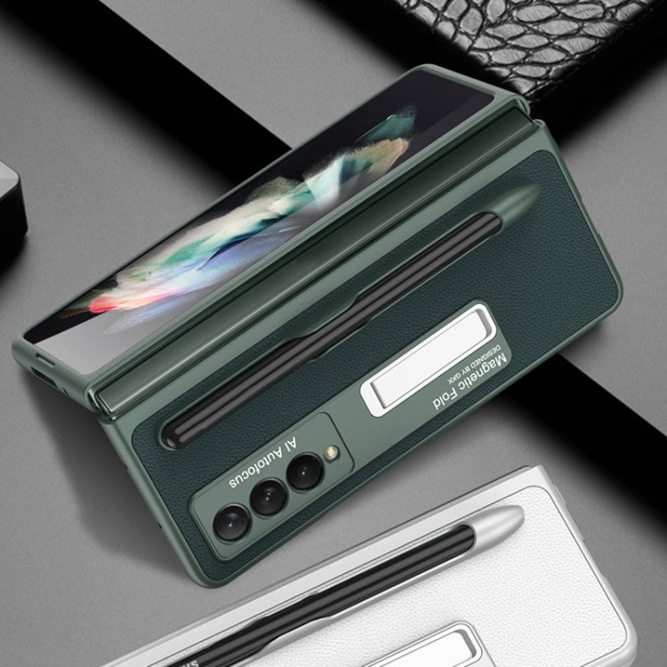 For Samsung Galaxy Z Fold3 5G GKK Ultra-thin PC + PU Phone Flip Case with Holder & Pen Slot(Gold) - Galaxy Phone Cases by GKK | Online Shopping UK | buy2fix