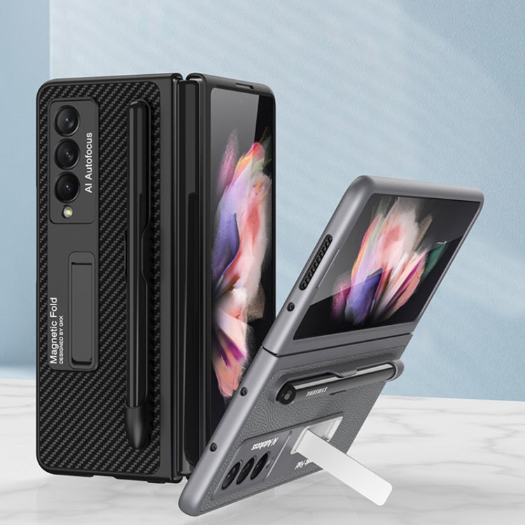 For Samsung Galaxy Z Fold3 5G GKK Ultra-thin PC + PU Phone Flip Case with Holder & Pen Slot(Gold) - Galaxy Phone Cases by GKK | Online Shopping UK | buy2fix