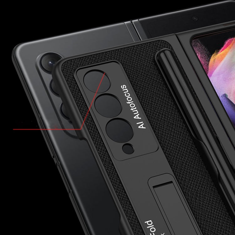 For Samsung Galaxy Z Fold3 5G GKK Ultra-thin PC + PU Phone Flip Case with Holder & Pen Slot(Cross Texture) - Galaxy Phone Cases by GKK | Online Shopping UK | buy2fix