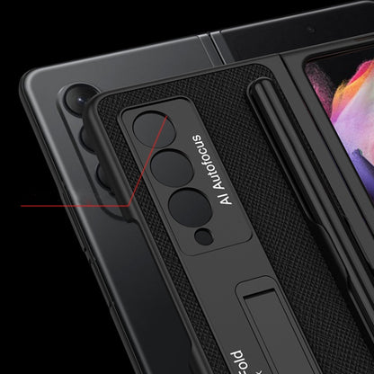 For Samsung Galaxy Z Fold3 5G GKK Ultra-thin PC + PU Phone Flip Case with Holder & Pen Slot(Cross Texture) - Galaxy Phone Cases by GKK | Online Shopping UK | buy2fix