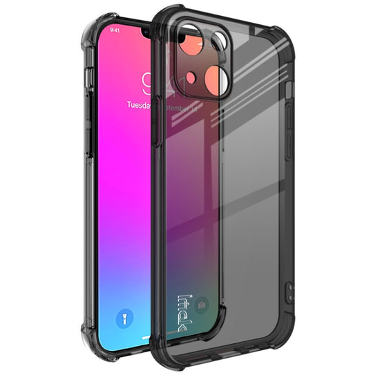 For iPhone 13 mini IMAK All-inclusive Shockproof Airbag TPU Phone Case with Screen Protector (Transparent Black)