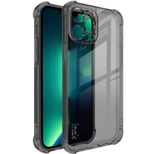 For iPhone 13 Pro Max IMAK All-inclusive Shockproof Airbag TPU Phone Case with Screen Protector (Transparent Black)