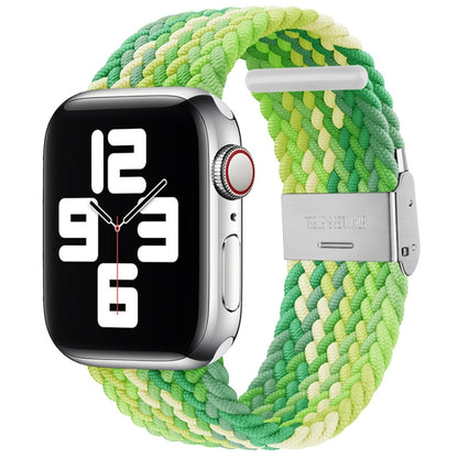 Nylon Braid One Buckle Watch Band For Apple Watch Series 9&8&7 41mm / SE 3&SE 2&6&SE&5&4 40mm / 3&2&1 38mm(Lime) by buy2fix