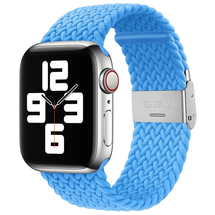 Nylon Braid One Buckle Watch Band For Apple Watch Series 9&8&7 41mm / SE 3&SE 2&6&SE&5&4 40mm / 3&2&1 38mm(Sky Blue) by buy2fix