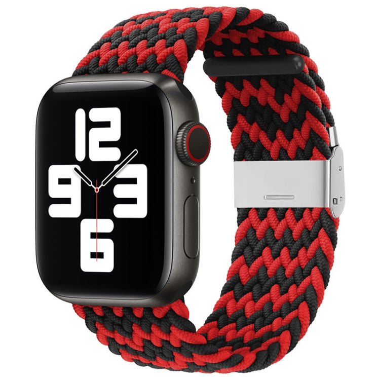 Nylon Braid One Buckle Watch Band For Apple Watch Series 9&8&7 41mm / SE 3&SE 2&6&SE&5&4 40mm / 3&2&1 38mm(W Black Red) by buy2fix