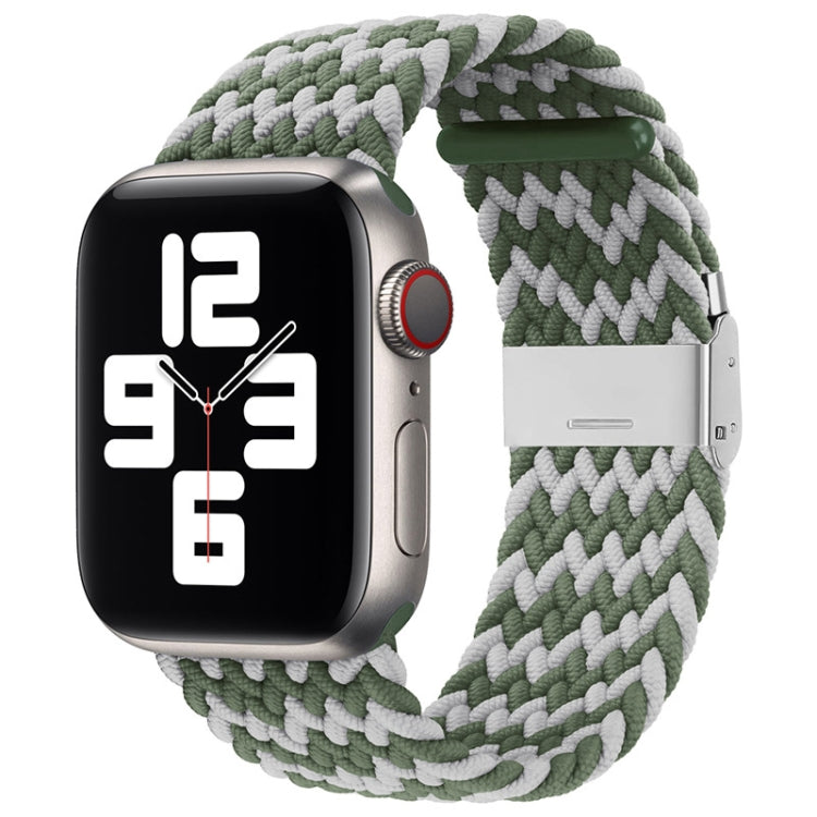 Nylon Braid One Buckle Watch Band For Apple Watch Series 9&8&7 41mm / SE 3&SE 2&6&SE&5&4 40mm / 3&2&1 38mm(W Green Grey) by buy2fix