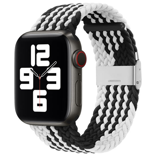 Nylon Braid One Buckle Watch Band For Apple Watch Series 9&8&7 41mm / SE 3&SE 2&6&SE&5&4 40mm / 3&2&1 38mm(Z Black White) by buy2fix