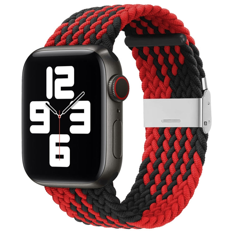 Nylon Braid One Buckle Watch Band For Apple Watch Series 9&8&7 41mm / SE 3&SE 2&6&SE&5&4 40mm / 3&2&1 38mm(Z Black Red) by buy2fix