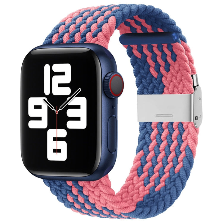 Nylon Braid One Buckle Watch Band For Apple Watch Series 9&8&7 41mm / SE 3&SE 2&6&SE&5&4 40mm / 3&2&1 38mm(Z Blue Pink) by buy2fix