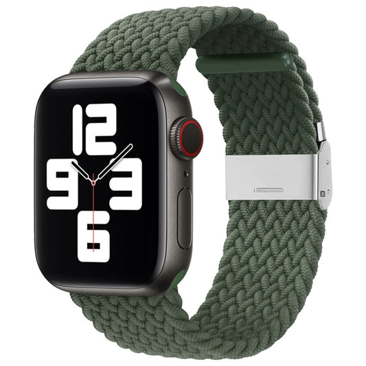Nylon Braid One Buckle Watch Band For Apple Watch Series 9&8&7 41mm / SE 3&SE 2&6&SE&5&4 40mm / 3&2&1 38mm(Dark Olive) by buy2fix