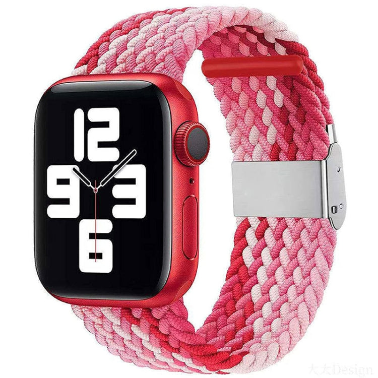 Nylon Braid One Buckle Watch Band For Apple Watch Series 9&8&7 41mm / SE 3&SE 2&6&SE&5&4 40mm / 3&2&1 38mm(Strawberry Red) by buy2fix