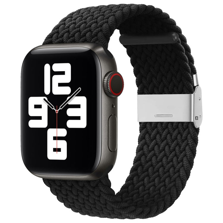 Nylon Braid One Buckle Watch Band For Apple Watch Series 9&8&7 41mm / SE 3&SE 2&6&SE&5&4 40mm / 3&2&1 38mm(Black) by buy2fix