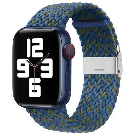 Nylon Braid One Buckle Watch Band For Apple Watch Series 9&8&7 41mm / SE 3&SE 2&6&SE&5&4 40mm / 3&2&1 38mm(Blue Green) by buy2fix