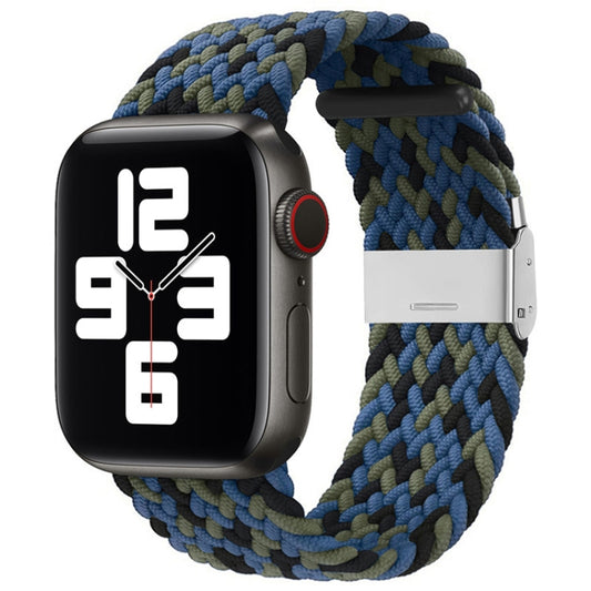 Nylon Braid One Buckle Watch Band For Apple Watch Series 9&8&7 41mm / SE 3&SE 2&6&SE&5&4 40mm / 3&2&1 38mm(Blue Camouflage) by buy2fix