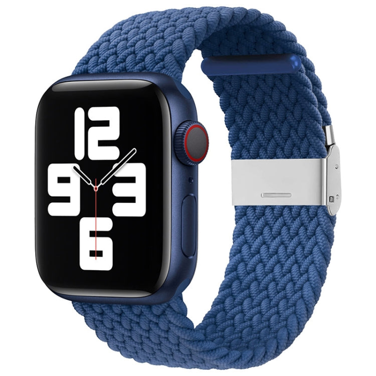 Nylon Braid One Buckle Watch Band For Apple Watch Series 9&8&7 41mm / SE 3&SE 2&6&SE&5&4 40mm / 3&2&1 38mm(Cold Blue) by buy2fix