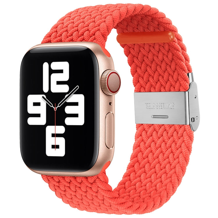Nylon Braid One Buckle Watch Band For Apple Watch Series 9&8&7 41mm / SE 3&SE 2&6&SE&5&4 40mm / 3&2&1 38mm(Bright Orange) by buy2fix