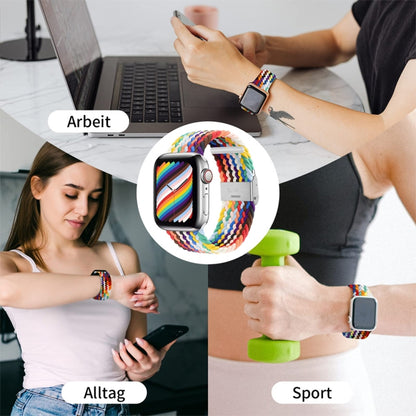 Nylon Braid One Buckle Watch Band For Apple Watch Series 9&8&7 41mm / SE 3&SE 2&6&SE&5&4 40mm / 3&2&1 38mm(W Black Red) by buy2fix