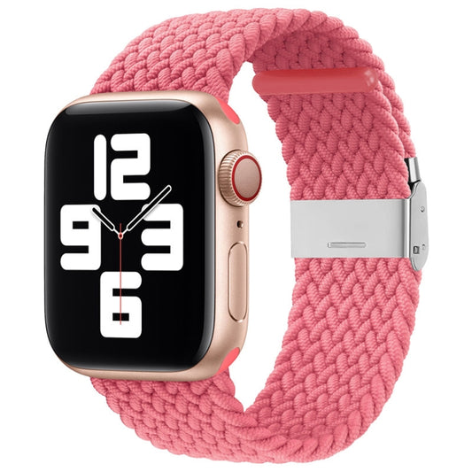 Nylon Braid One Buckle Watch Band For Apple Watch Ultra 49mm&Watch Ultra 2 49mm / Series 9&8&7 45mm / SE 3&SE 2&6&SE&5&4 44mm / 3&2&1 42mm(Pink) by buy2fix