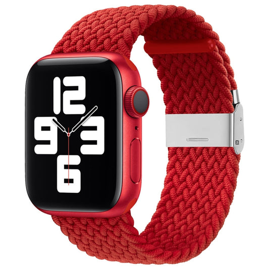 Nylon Braid One Buckle Watch Band For Apple Watch Ultra 49mm&Watch Ultra 2 49mm / Series 9&8&7 45mm / SE 3&SE 2&6&SE&5&4 44mm / 3&2&1 42mm(Red) by buy2fix