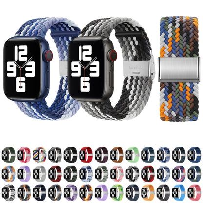 Nylon Braid One Buckle Watch Band For Apple Watch Ultra 49mm&Watch Ultra 2 49mm / Series 9&8&7 45mm / SE 3&SE 2&6&SE&5&4 44mm / 3&2&1 42mm(Z Blue White) by buy2fix