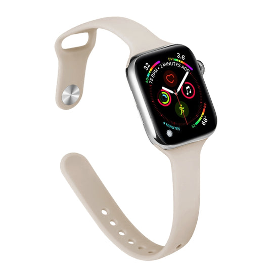 Slimming Silicone Watch Band For Apple Watch Series 9&8&7 41mm / SE 3&SE 2&6&SE&5&4 40mm / 3&2&1 38mm(Starlight)