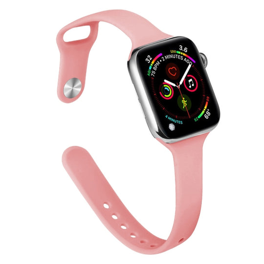 Slimming Silicone Watch Band For Apple Watch Series 9&8&7 41mm / SE 3&SE 2&6&SE&5&4 40mm / 3&2&1 38mm(Retro Rose)