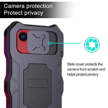 For iPhone 13 Camshield Shockproof Life Waterproof Dustproof Metal Case with Holder(Black) - iPhone 13 Cases by buy2fix | Online Shopping UK | buy2fix