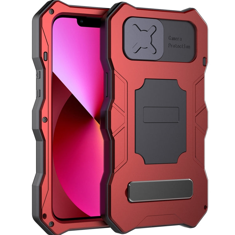 For iPhone 13 Camshield Shockproof Life Waterproof Dustproof Metal Case with Holder(Red) - iPhone 13 Cases by buy2fix | Online Shopping UK | buy2fix