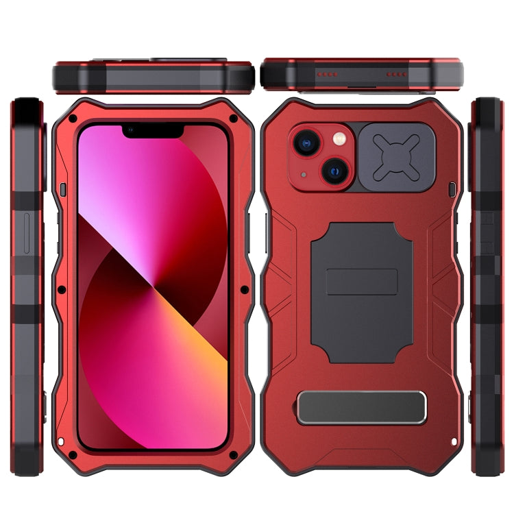 For iPhone 13 Camshield Shockproof Life Waterproof Dustproof Metal Case with Holder(Red) - iPhone 13 Cases by buy2fix | Online Shopping UK | buy2fix