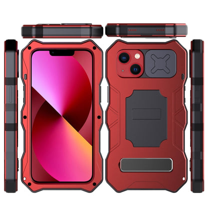 For iPhone 13 Camshield Shockproof Life Waterproof Dustproof Metal Case with Holder(Red) - iPhone 13 Cases by buy2fix | Online Shopping UK | buy2fix
