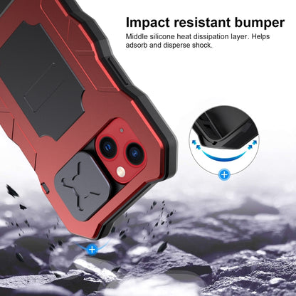 For iPhone 13 Camshield Shockproof Life Waterproof Dustproof Metal Case with Holder(Red) - iPhone 13 Cases by buy2fix | Online Shopping UK | buy2fix