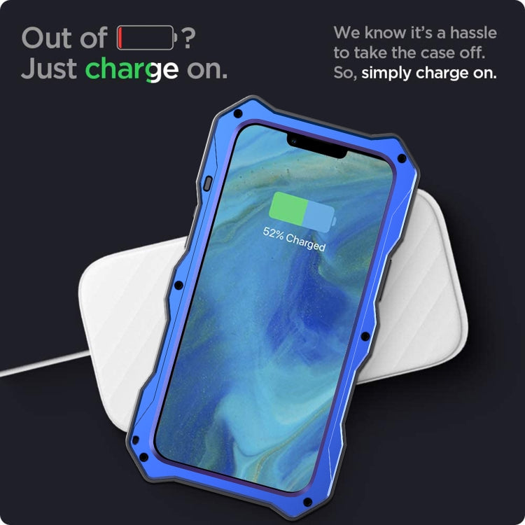 For iPhone 13 Camshield Shockproof Life Waterproof Dustproof Metal Case with Holder(Blue) - iPhone 13 Cases by buy2fix | Online Shopping UK | buy2fix