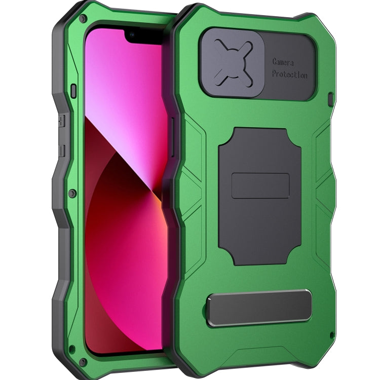 For iPhone 13 Camshield Shockproof Life Waterproof Dustproof Metal Case with Holder(Green) - iPhone 13 Cases by buy2fix | Online Shopping UK | buy2fix