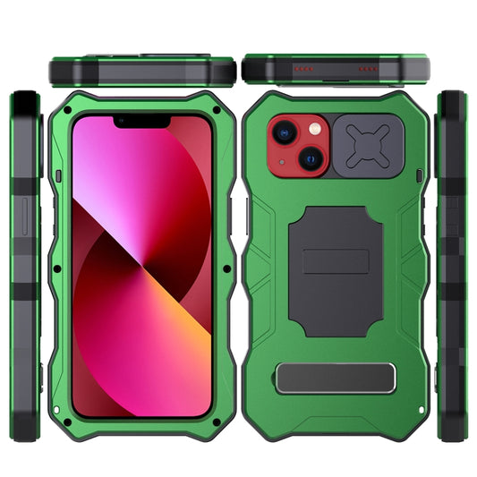 For iPhone 13 Camshield Shockproof Life Waterproof Dustproof Metal Case with Holder(Green) - iPhone 13 Cases by buy2fix | Online Shopping UK | buy2fix